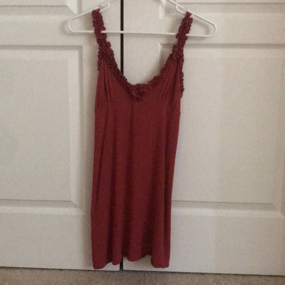 V-neck ruffle Forever 21 dress (rusty red color) - Picture 1 of 2